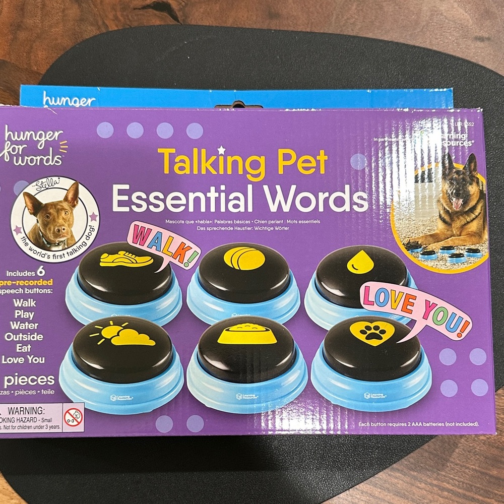 Talking Pet Essential Words Dog Toy - Black and Blue